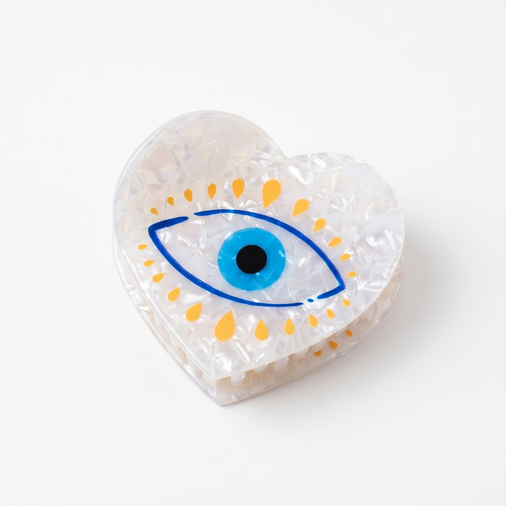 Heart Evil Eye Hair Clip